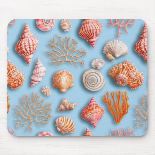 Rustikale Küste - Muscheln, Starfish, Riff (15) Mousepad (Vorne)