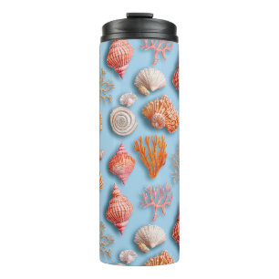 Rustikale Küste - Muscheln, Starfish, Riff (15) Thermosbecher