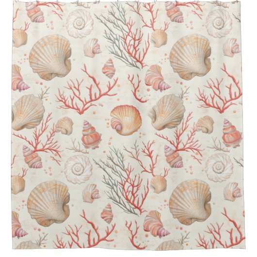 Rustikale Küste - Muscheln, Starfish, Riff (16) Duschvorhang (Vorderseite)