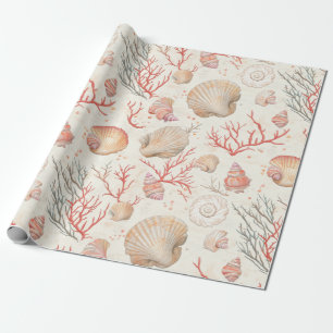Rustikale Küste - Muscheln, Starfish, Riff (16) Geschenkpapier