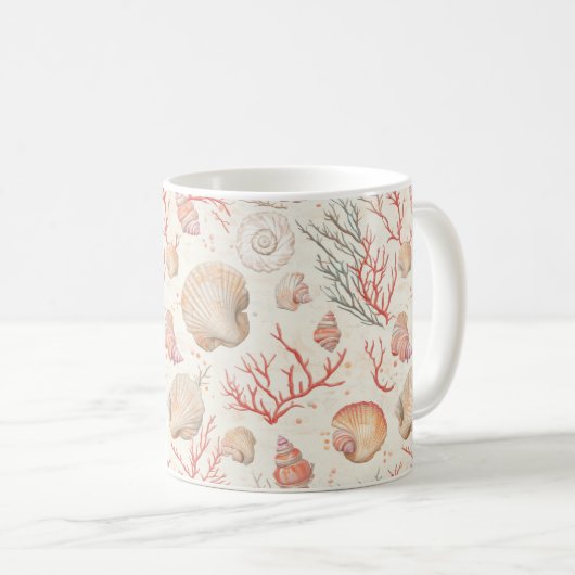 Rustikale Küste - Muscheln, Starfish, Riff (16) Kaffeetasse (VorderseiteRechts)