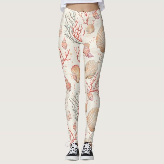 Rustikale Küste - Muscheln, Starfish, Riff (16) Leggings (Vorderseite)