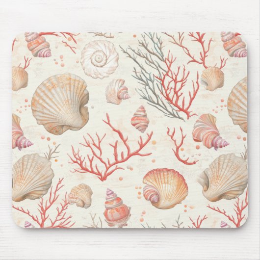 Rustikale Küste - Muscheln, Starfish, Riff (16) Mousepad (Vorne)