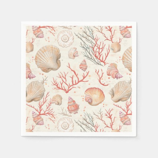 Rustikale Küste - Muscheln, Starfish, Riff (16) Serviette (Vorderseite)