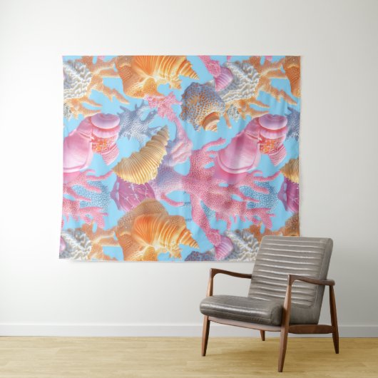 Rustikale Küste - Muscheln, Starfish, Riff (18) Wandteppich (Beispiel (Horizontal))