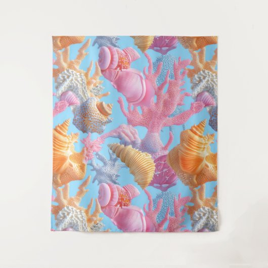 Rustikale Küste - Muscheln, Starfish, Riff (18) Wandteppich (Vorderseite)