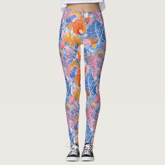 Rustikale Küste - Muscheln, Starfish, Riff (19) Leggings (Vorderseite)