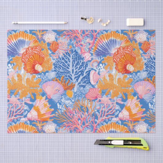 Rustikale Küste - Muscheln, Starfish, Riff (19) Seidenpapier (Handwerk)