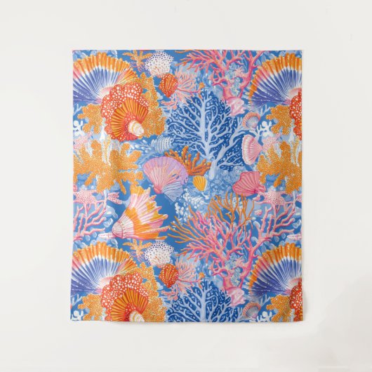 Rustikale Küste - Muscheln, Starfish, Riff (19) Wandteppich (Vorderseite)