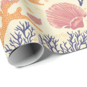 Rustikale Küste - Muscheln, Starfish, Riff (1) Geschenkpapier (Rolleneckpunkt)