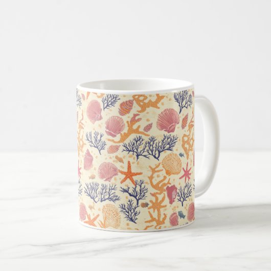 Rustikale Küste - Muscheln, Starfish, Riff (1) Kaffeetasse (VorderseiteRechts)