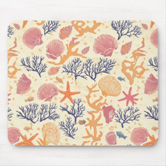 Rustikale Küste - Muscheln, Starfish, Riff (1) Mousepad (Vorne)