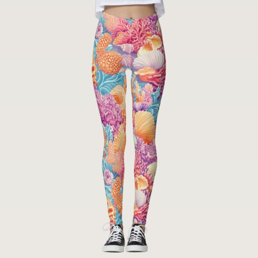 Rustikale Küste - Muscheln, Starfish, Riff (20) Leggings (Vorderseite)