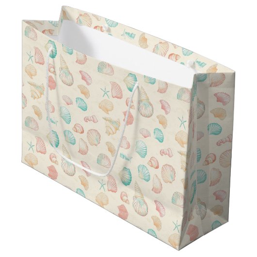 Rustikale Küste - Muscheln, Starfish, Riff (22) Große Geschenktüte (Vorderseite Schrägansicht)