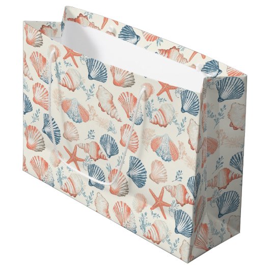 Rustikale Küste - Muscheln, Starfish, Riff (23) Große Geschenktüte (Vorderseite Schrägansicht)