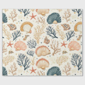 Rustikale Küste - Muscheln, Starfish, Riff (24) Geschenkpapier (Flach)