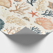 Rustikale Küste - Muscheln, Starfish, Riff (24) Geschenkpapier (Ecke)