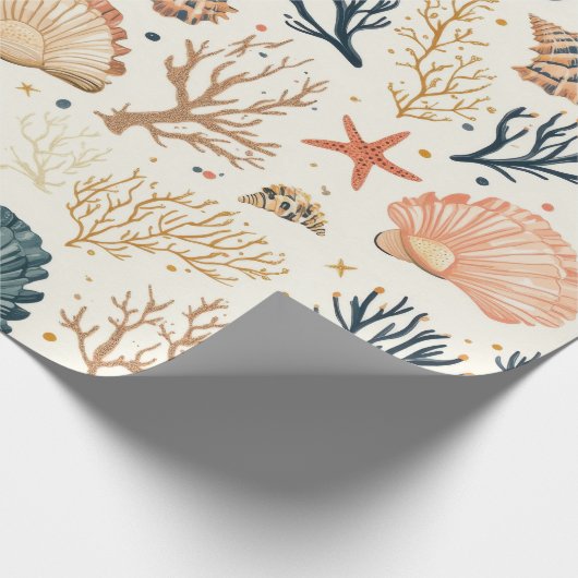 Rustikale Küste - Muscheln, Starfish, Riff (24) Geschenkpapier (Ecke)