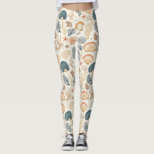 Rustikale Küste - Muscheln, Starfish, Riff (24) Leggings