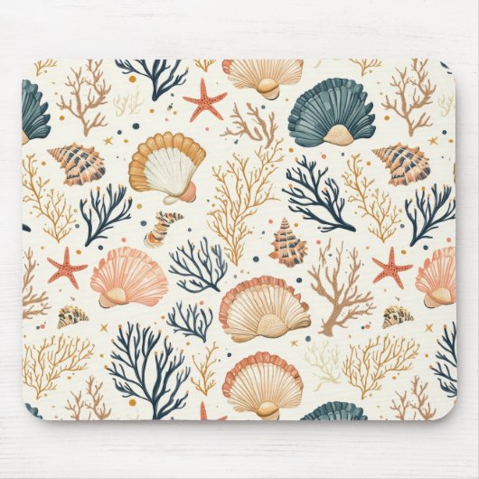 Rustikale Küste - Muscheln, Starfish, Riff (24) Mousepad (Vorne)