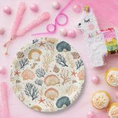 Rustikale Küste - Muscheln, Starfish, Riff (24) Pappteller (Party)