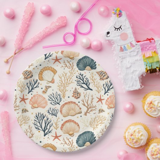 Rustikale Küste - Muscheln, Starfish, Riff (24) Pappteller (Party)