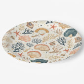 Rustikale Küste - Muscheln, Starfish, Riff (24) Pappteller (Schrägansicht)