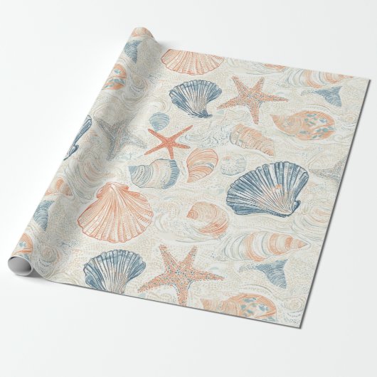 Rustikale Küste - Muscheln, Starfish, Riff (25) Geschenkpapier (Ungerollt)