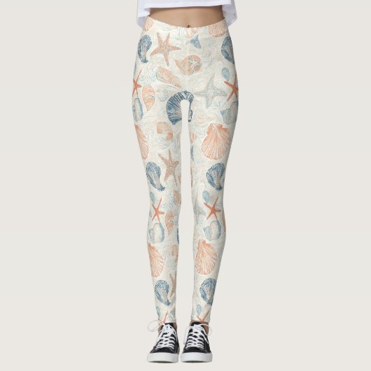 Rustikale Küste - Muscheln, Starfish, Riff (25) Leggings (Vorderseite)