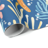 Rustikale Küste - Muscheln, Starfish, Riff (26) Geschenkpapier (Rolleneckpunkt)