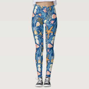 Rustikale Küste - Muscheln, Starfish, Riff (26) Leggings