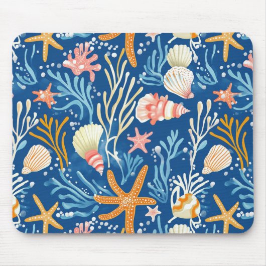 Rustikale Küste - Muscheln, Starfish, Riff (26) Mousepad (Vorne)