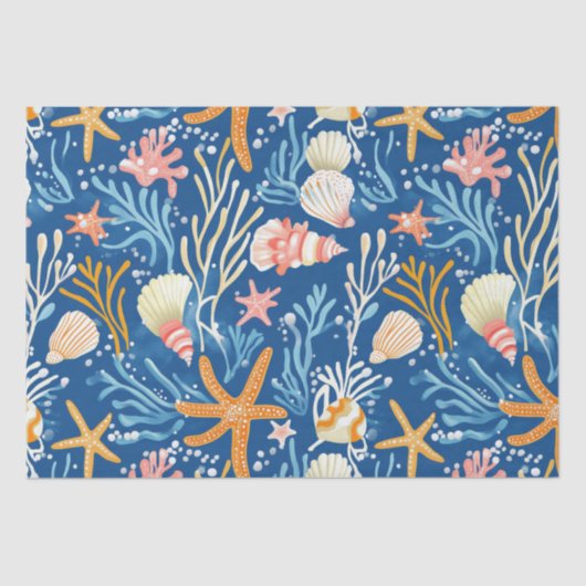 Rustikale Küste - Muscheln, Starfish, Riff (26) Seidenpapier (Vorderseite)