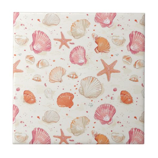 Rustikale Küste - Muscheln, Starfish, Riff (28) Fliese (Vorderseite)