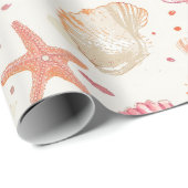 Rustikale Küste - Muscheln, Starfish, Riff (28) Geschenkpapier (Rolleneckpunkt)