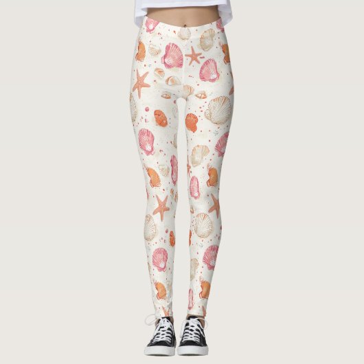 Rustikale Küste - Muscheln, Starfish, Riff (28) Leggings (Vorderseite)