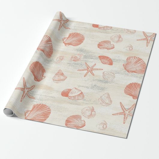 Rustikale Küste - Muscheln, Starfish, Riff (29) Geschenkpapier (Ungerollt)