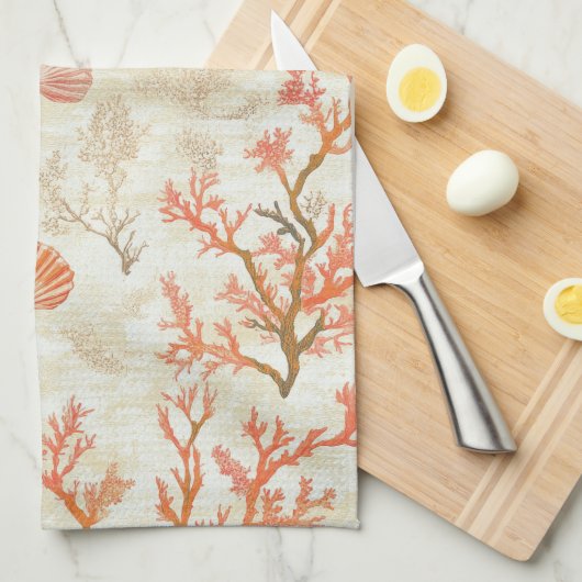 Rustikale Küste - Muscheln, Starfish, Riff (2) Geschirrtuch (Viertel Falte)