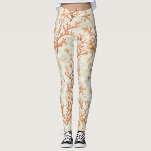 Rustikale Küste - Muscheln, Starfish, Riff (2) Leggings (Vorderseite)