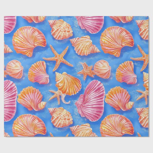 Rustikale Küste - Muscheln, Starfish, Riff (30) Geschenkpapier (Flach)