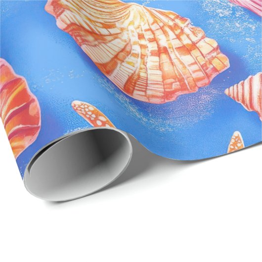 Rustikale Küste - Muscheln, Starfish, Riff (30) Geschenkpapier (Rolleneckpunkt)