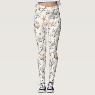 Rustikale Küste - Muscheln, Starfish, Riff (31) Leggings