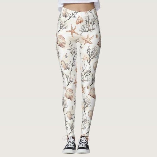 Rustikale Küste - Muscheln, Starfish, Riff (31) Leggings (Vorderseite)