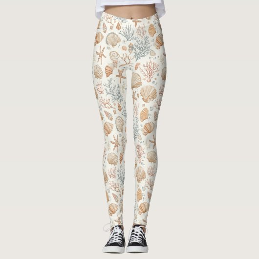 Rustikale Küste - Muscheln, Starfish, Riff (32) Leggings (Vorderseite)