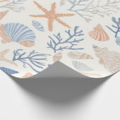 Rustikale Küste - Muscheln, Starfish, Riff (34) Geschenkpapier (Ecke)