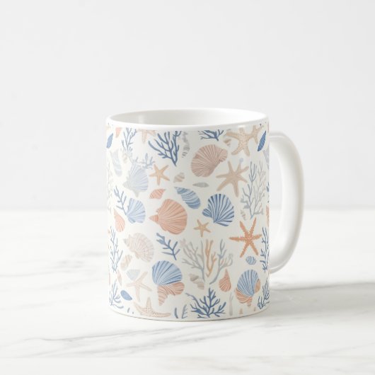 Rustikale Küste - Muscheln, Starfish, Riff (34) Kaffeetasse (VorderseiteRechts)