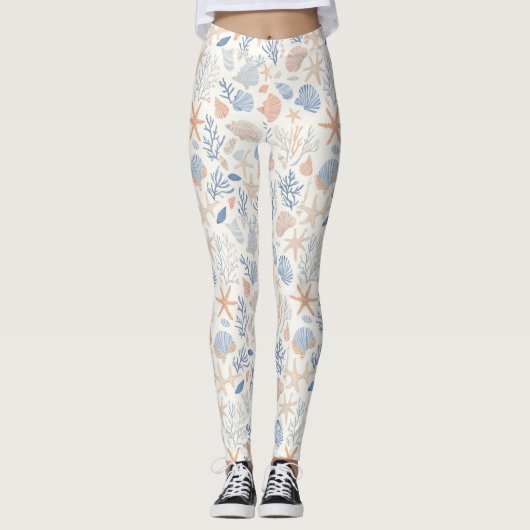Rustikale Küste - Muscheln, Starfish, Riff (34) Leggings (Vorderseite)