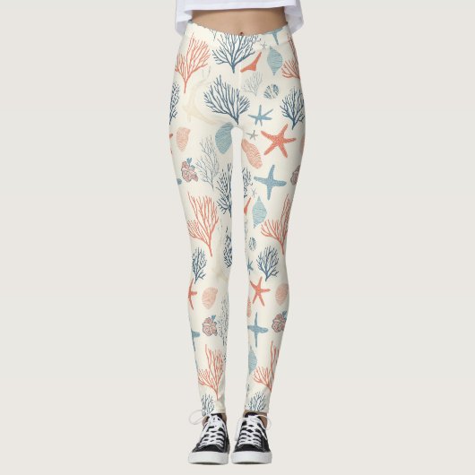 Rustikale Küste - Muscheln, Starfish, Riff (35) Leggings (Vorderseite)