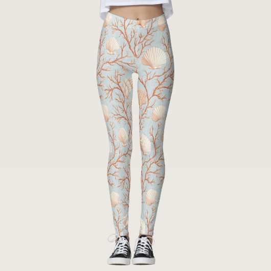 Rustikale Küste - Muscheln, Starfish, Riff (36) Leggings (Vorderseite)