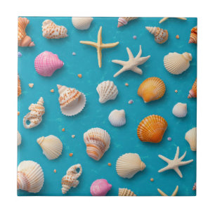 Rustikale Küste - Muscheln, Starfish, Riff (3) Fliese